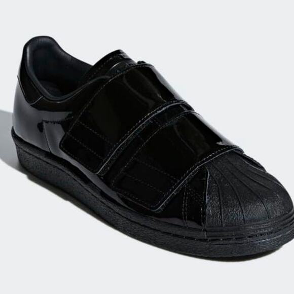 Adidas Superstar 80s CF Patent Leather Sneakers Triple Black Size 5 RARE! Y2K - Picture 12 of 13